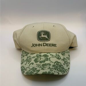 John Deere Tan and Green Floral Hat Adjustable
